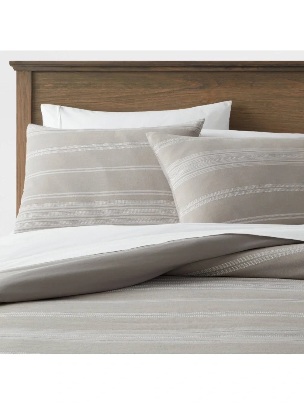 Threshold King Gray Striped Woven Cotton Duvet and Sham Set